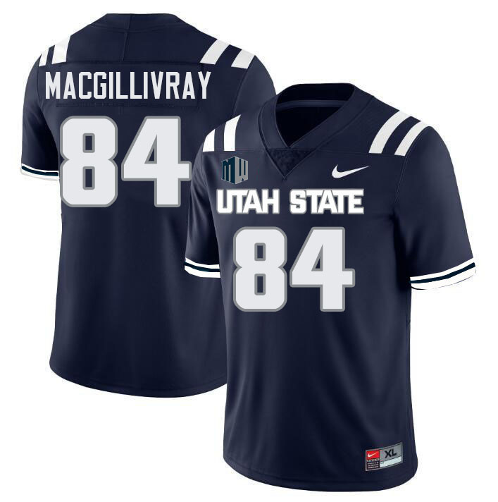 Utah State Aggies #84 Ryder MacGillivray College Football Jerseys Stitched Sale-Navy